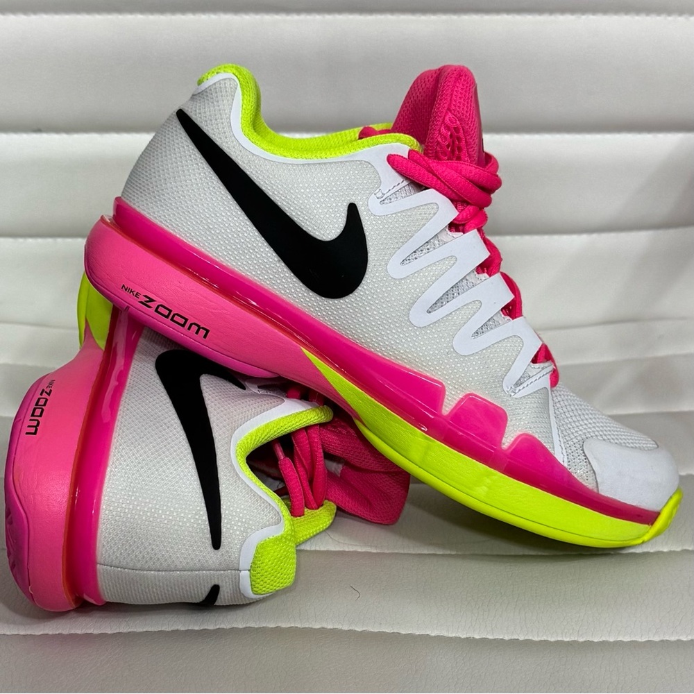 NIKE Zoom Vapor 9.5 Tour 631475-107 White/Pink/Green Women's 5 Preowned